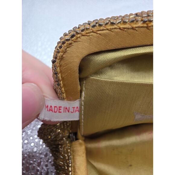 Vintage Beaded Sequin Clutch Purse Gold Made In Japan - Picture 4 of 9